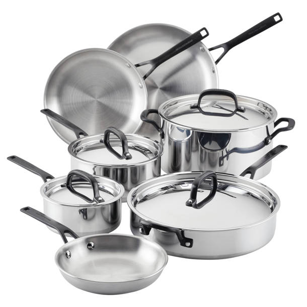 KitchenAid 3Ply Base Stainless Steel Cookware Induction Pots and Pans